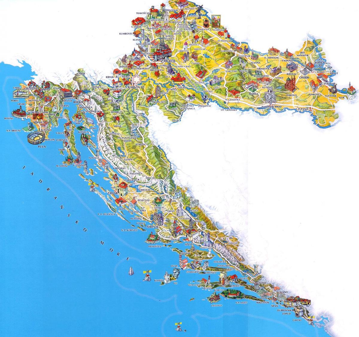 croatia tourist attractions map