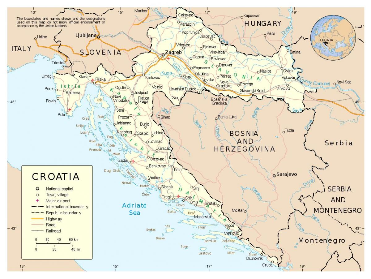map of croatia with cities