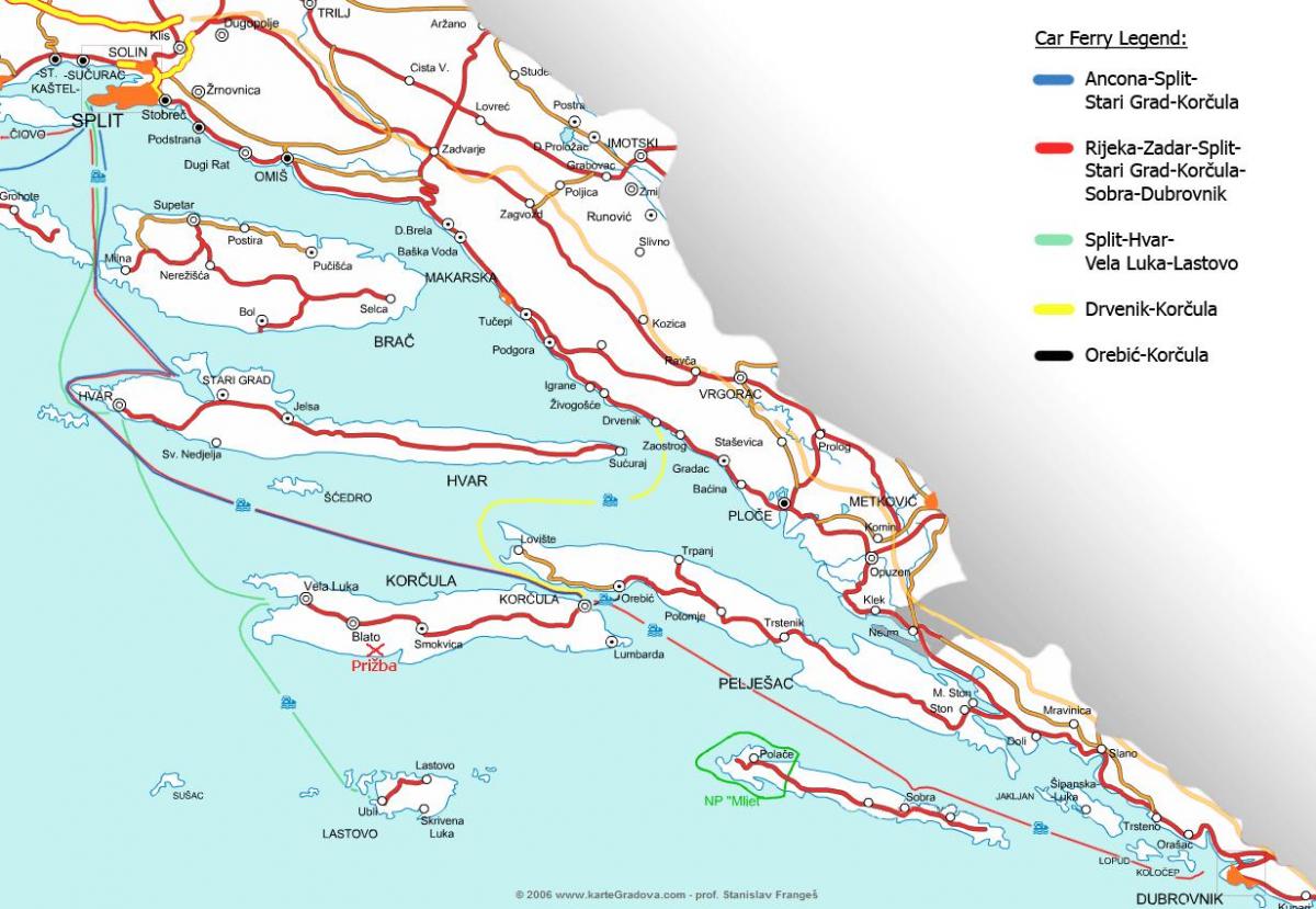 map of croatia ferry