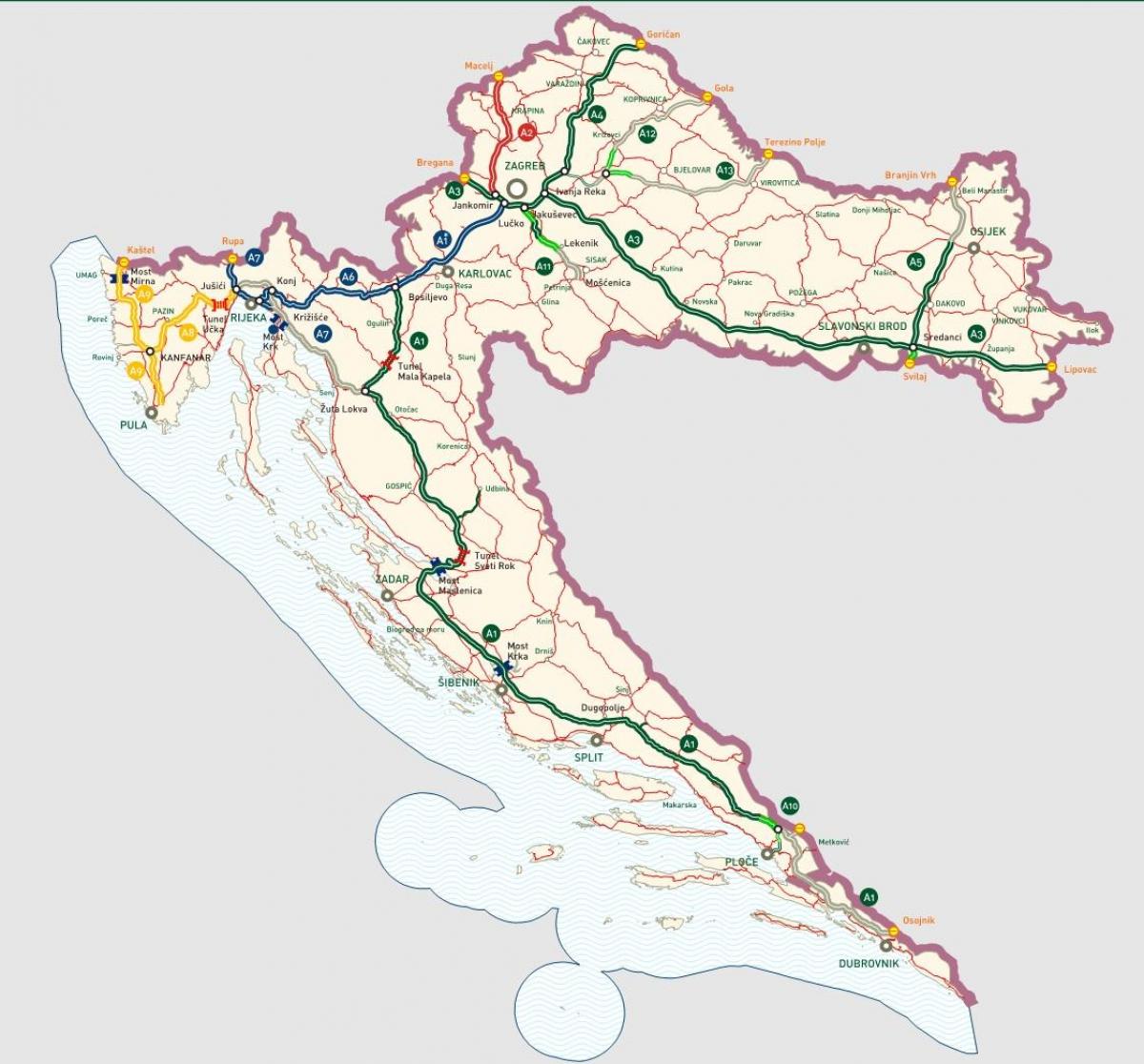 croatian motorways map