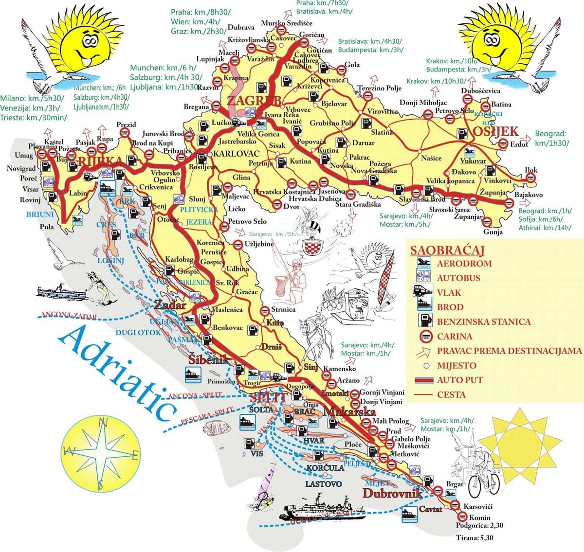croatia holiday destinations map