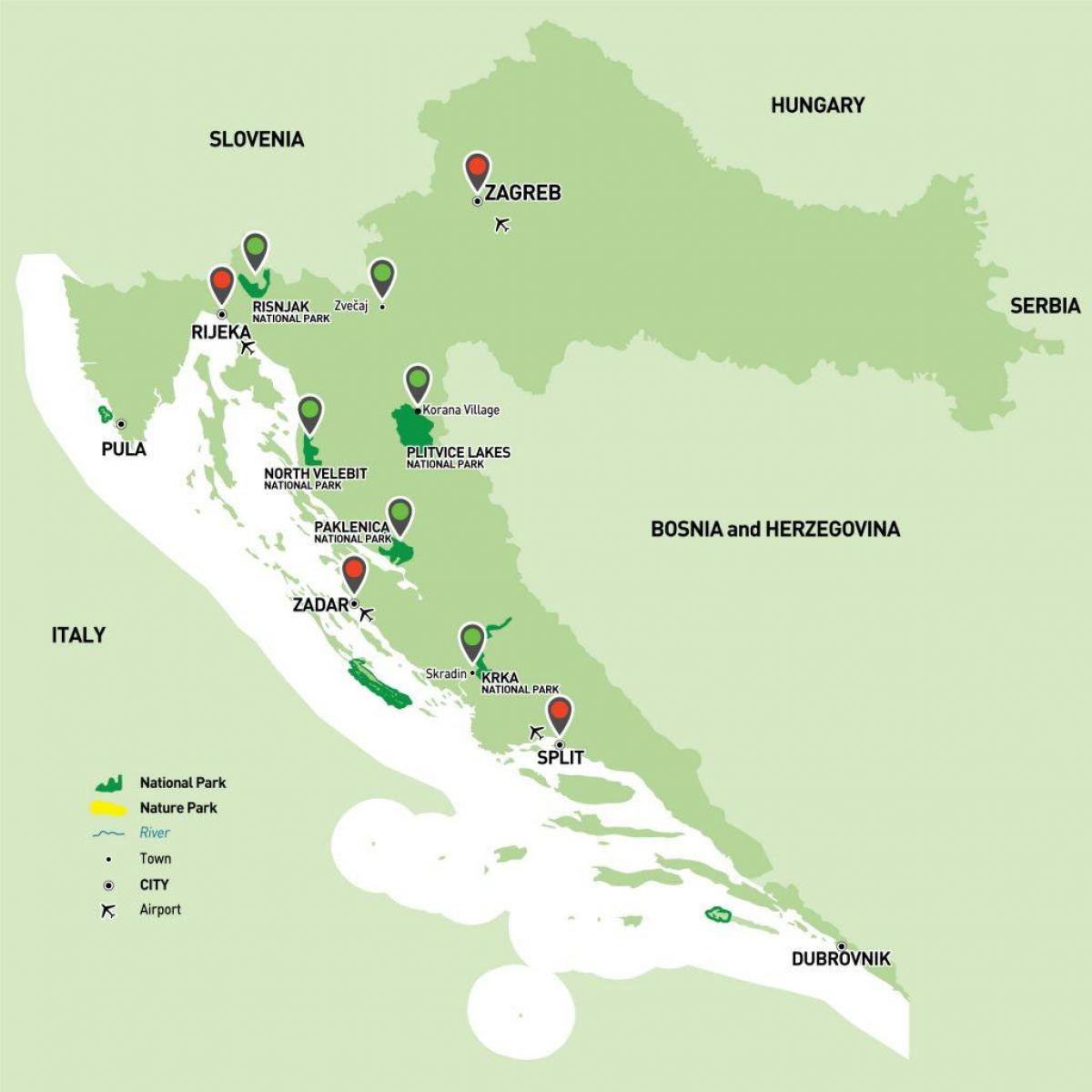 map of croatia national parks 