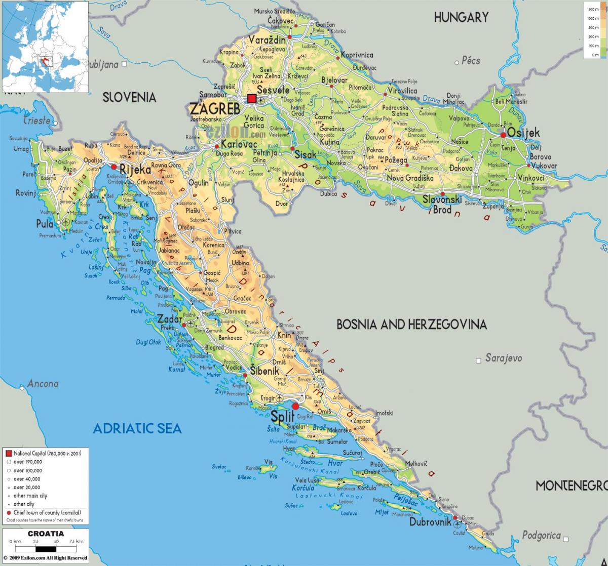 map of croatia river