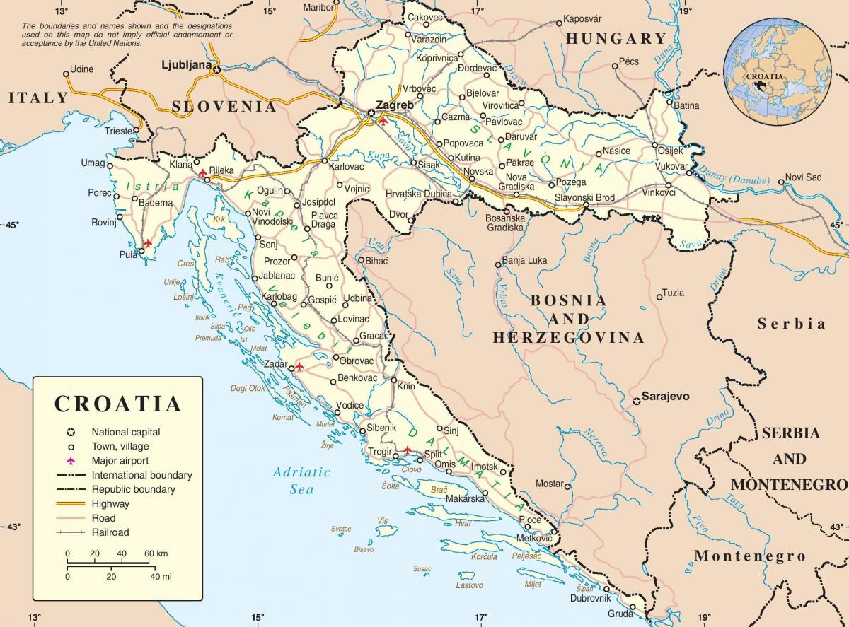 driving map of croatia
