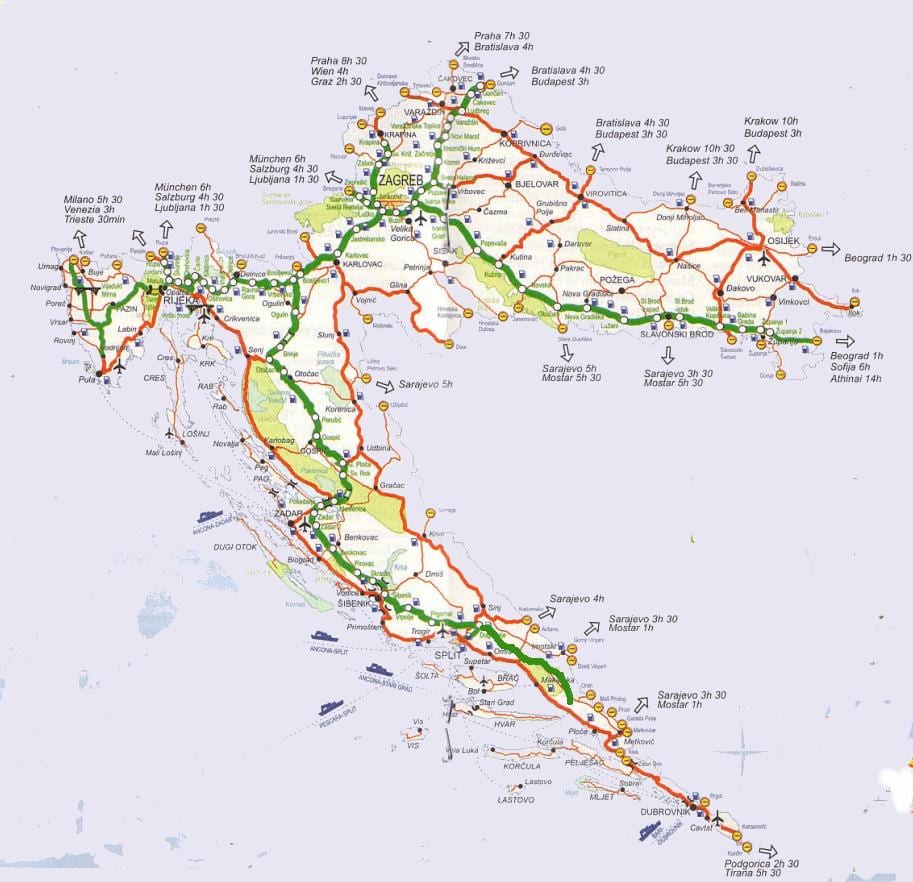 map of croatia road trip