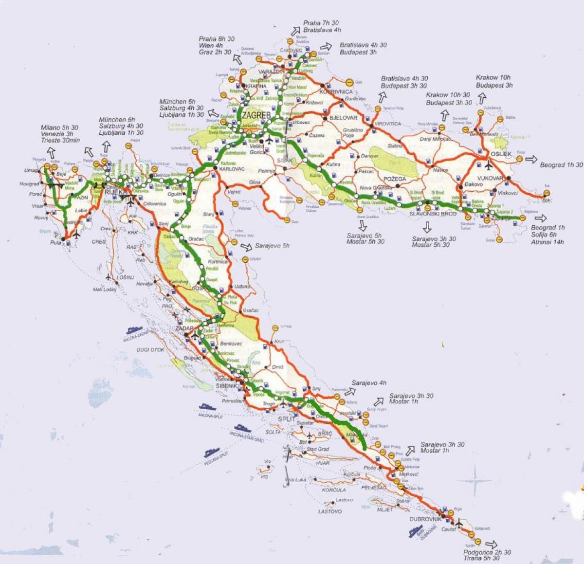 detailed road map of croatia