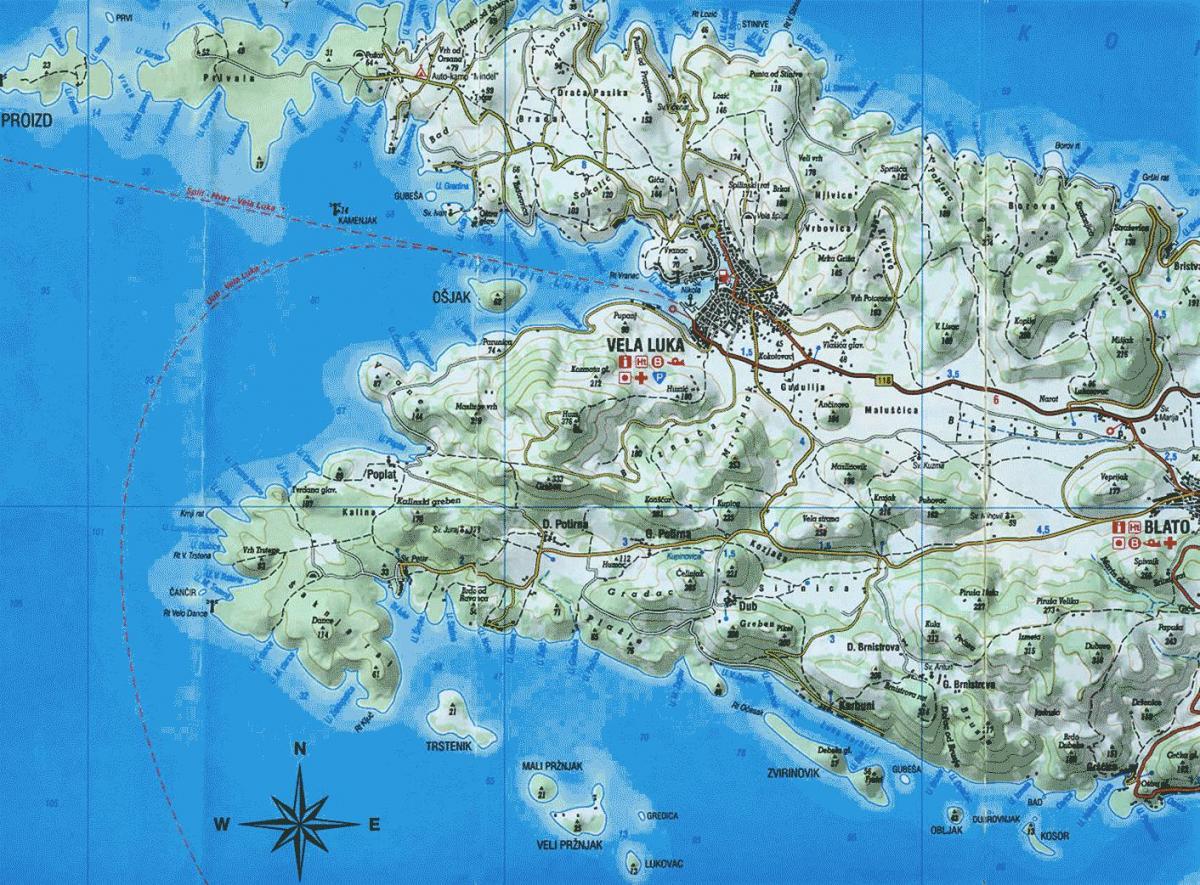 map of korcula croatia