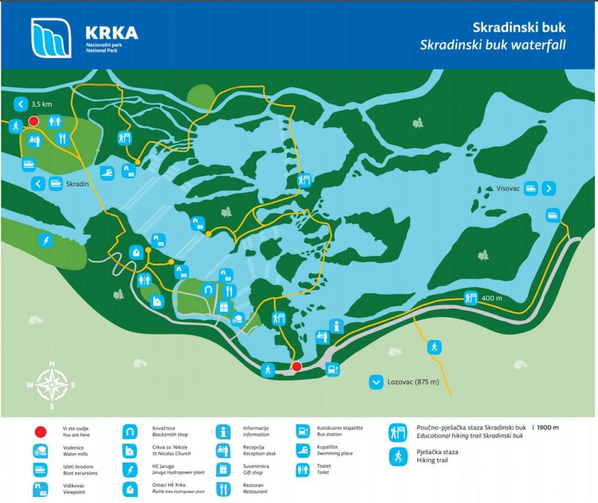krka national park croatia map