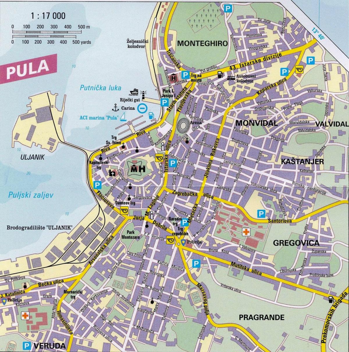 tourist map of pula croatia