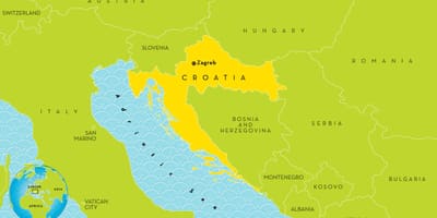 Map of countries near croatia