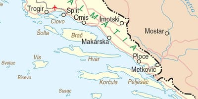 Map of southern croatia